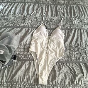 Fashion Nova White Halter Swimsuit